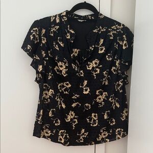Joie Black and Cream Floral Blouse